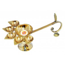 Aum Paanchaarti Diya Small - Brass Prayer Lamp