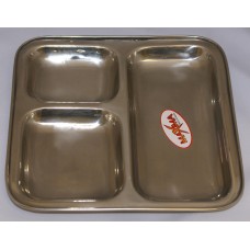 Eris Stainless Steel 3 Compartment Snack Plate