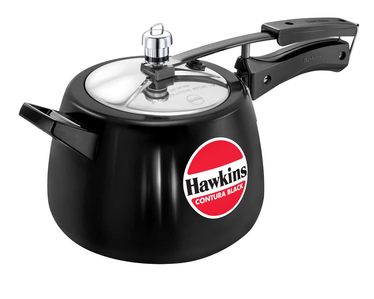 Hawkins (CB40) 4 Liters Contura Black Pressure Cooker, Hard Anodized Steel Lid 