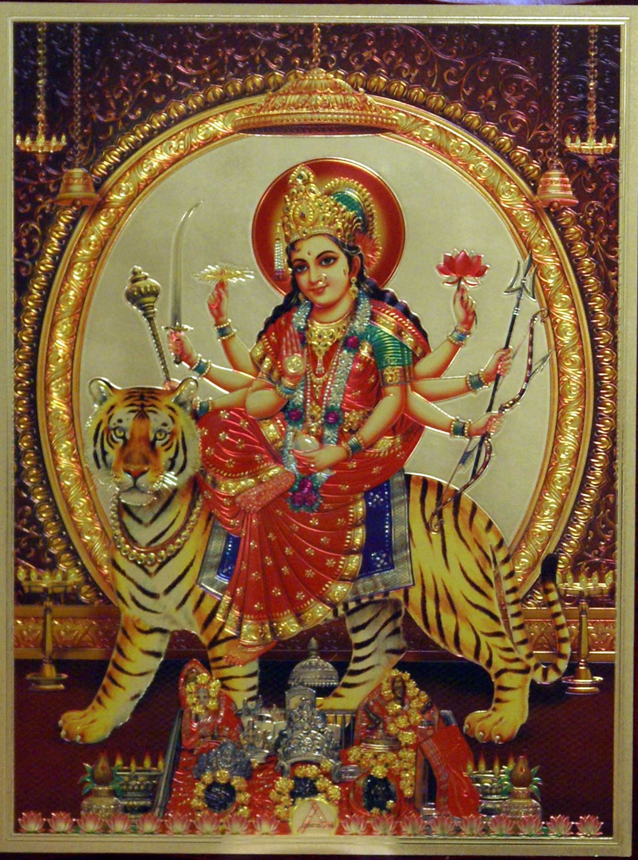 Aum Gold Foil Picture Durga