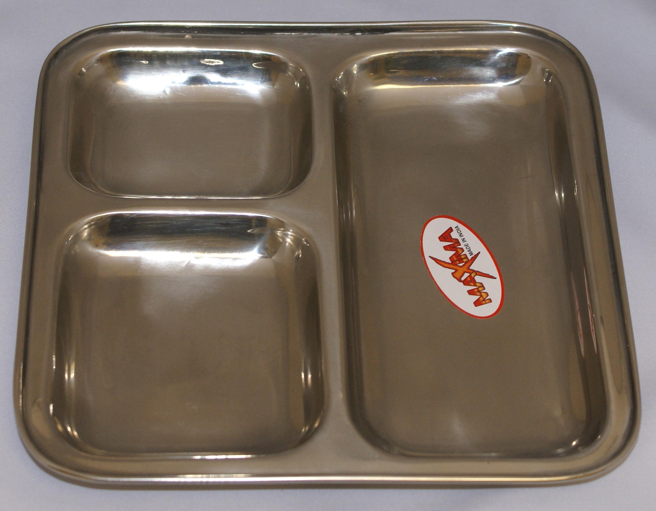 Eris Stainless Steel 3 Compartment Snack Plate
