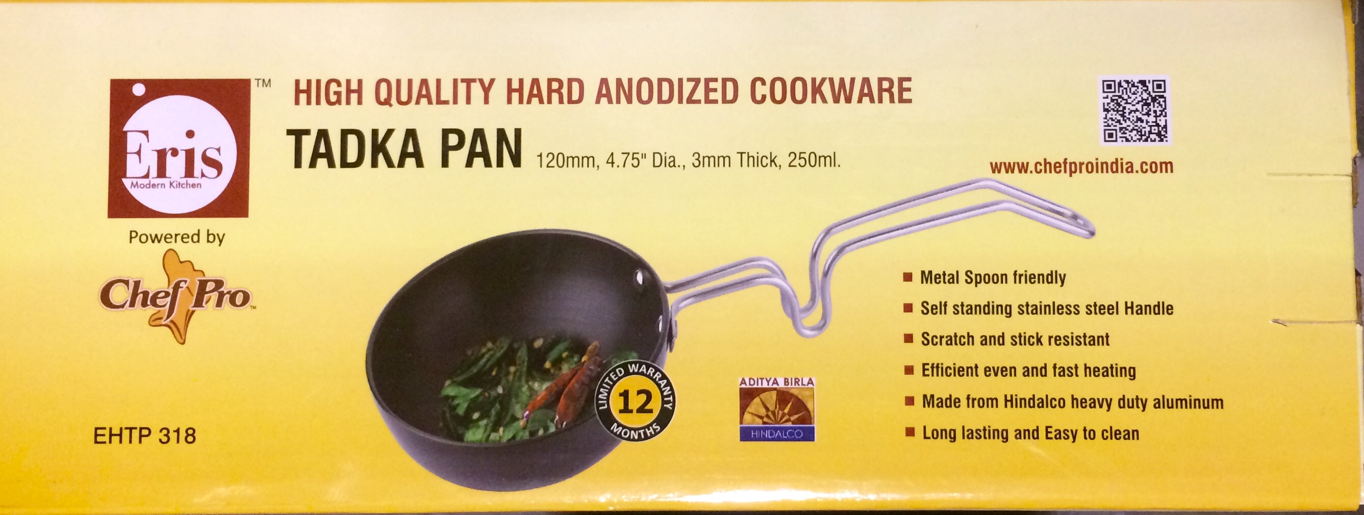 Eris 1 cup Tadka Spice heating Pan, Hard Anodized, with stand handle